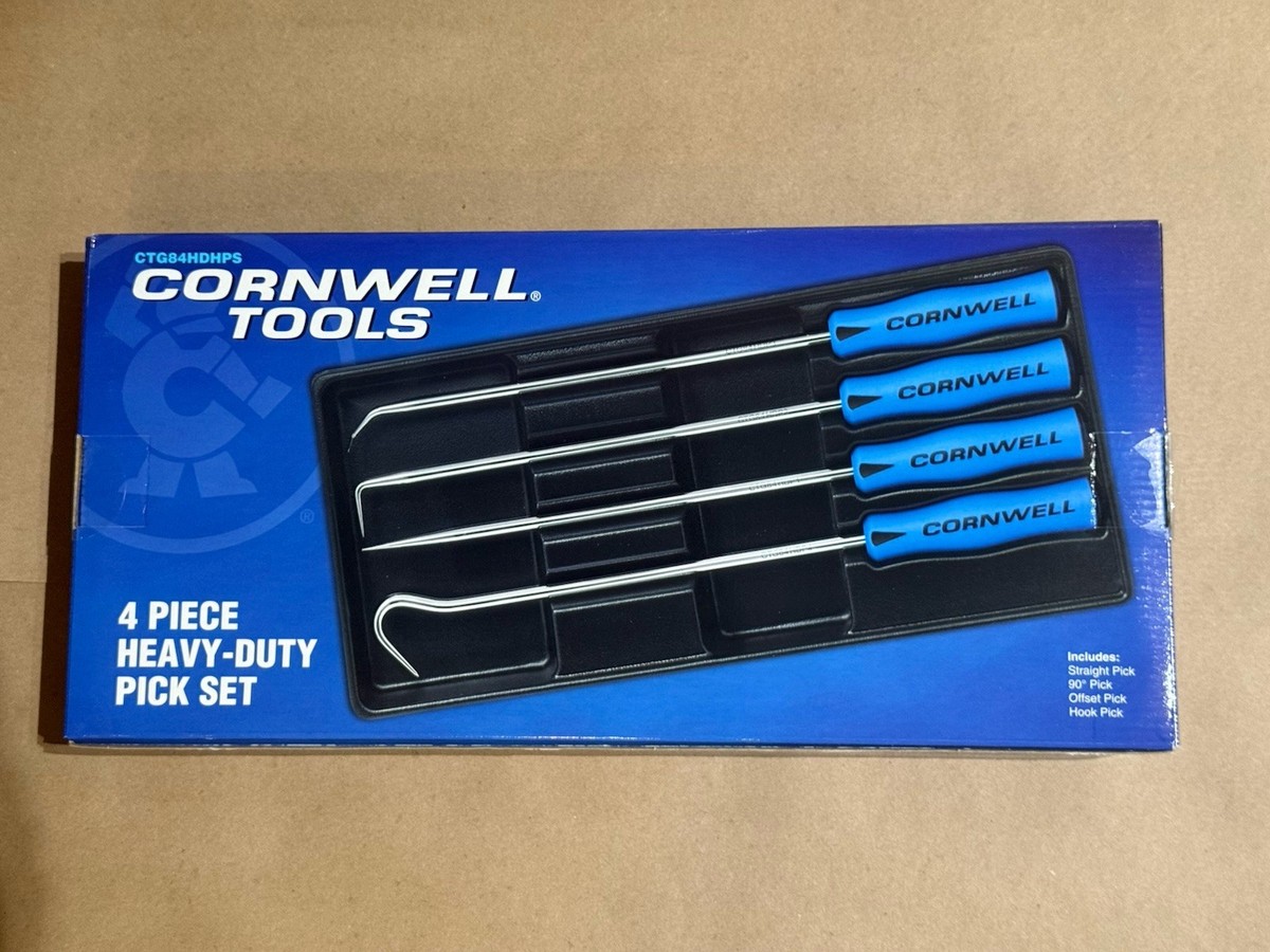 NEW Cornwell 4 Piece Heavy Duty Pick Set, Classic Blue Soft Grip