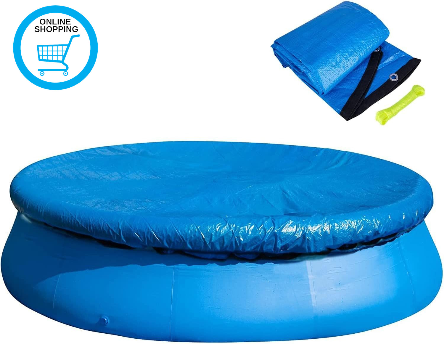 6FT Swimming Pool Cover - round Pool Cover - Inflatable Pool Cover with Drawstri
