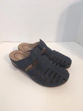 HARENCE Blue Clogs Women Mules Shoes: Comfortable Dressy Closed Toe Size 10 NEW