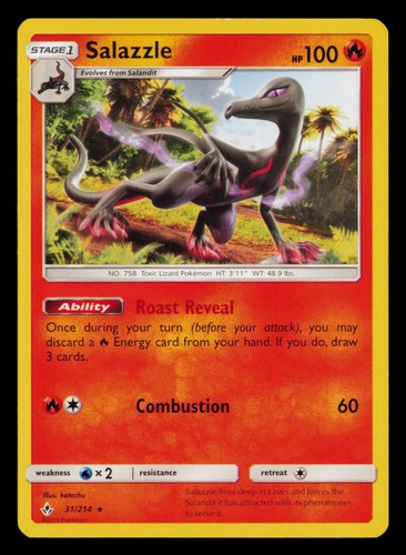 Salazzle 31/214 Rare Unbroken Bonds Pokemon Lightly Played