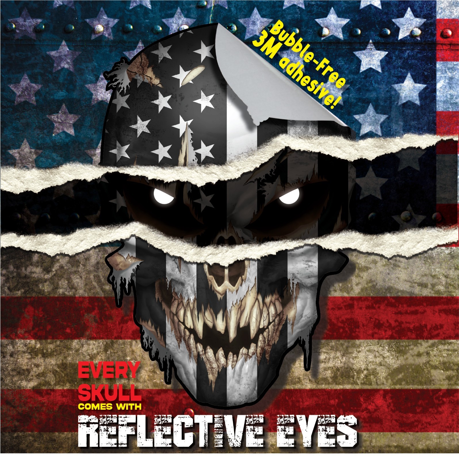 Military Skull Decal Pack Army Navy Marines Air Force Tattered Flag FAFO Sticker