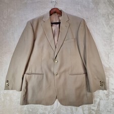 Stafford Essentials Blazer Mens 44R Tan Wool Blend Two Button Sport Coat Classic