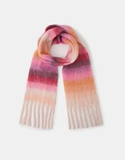 Image of Accessorize fluffy stripe scarf BNWT Pink purple peach cream rrp £26 - NEW