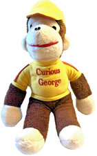 80's Knickerbocker Curious George Plush Stuffed Monkey 13" Yellow Shirt Vintage