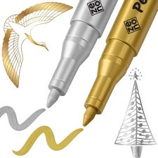 2 Metallic Paint Pens – Oil-Based Gold and Silver Permanent Markers, 0.7mm Extra