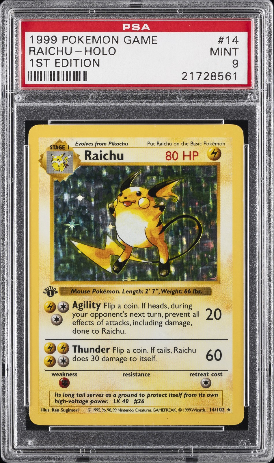 Raichu 1999 Pokemon Game #14 1st Edition Holo Price Guide - Sports