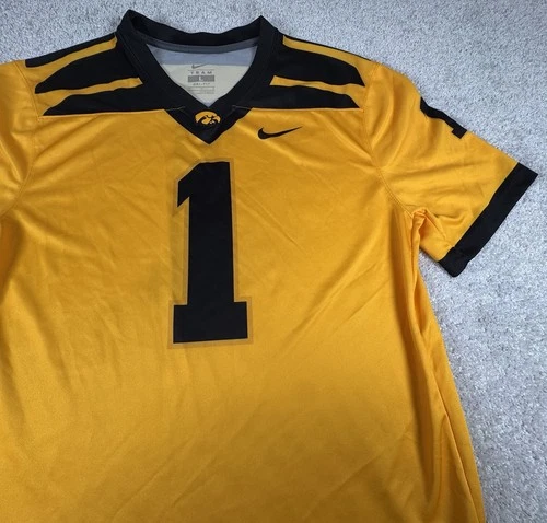 Iowa Hawkeyes Banana Peel Wings Football Jersey Adult Large NCAA #1 Yellow Gold