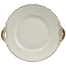 Servierplatte Dessertteller Kuchenplatte mit Henkeln Golddekor Tielsch Altwasser