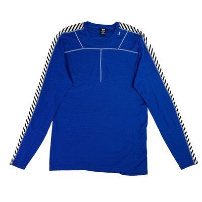 Helly Hansen Shirt S Blue Long Sleeve Striped Sleeve Athletic Base Layer