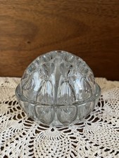Vintage Clear Glass Flower Frog Pat  d April 11, 1916 Footed Base 16 Holes