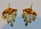 14K Gold w/Pearl Cluster Pierced Earrings Marked on Backs & Earrings (3.9gms)TW — photo 3