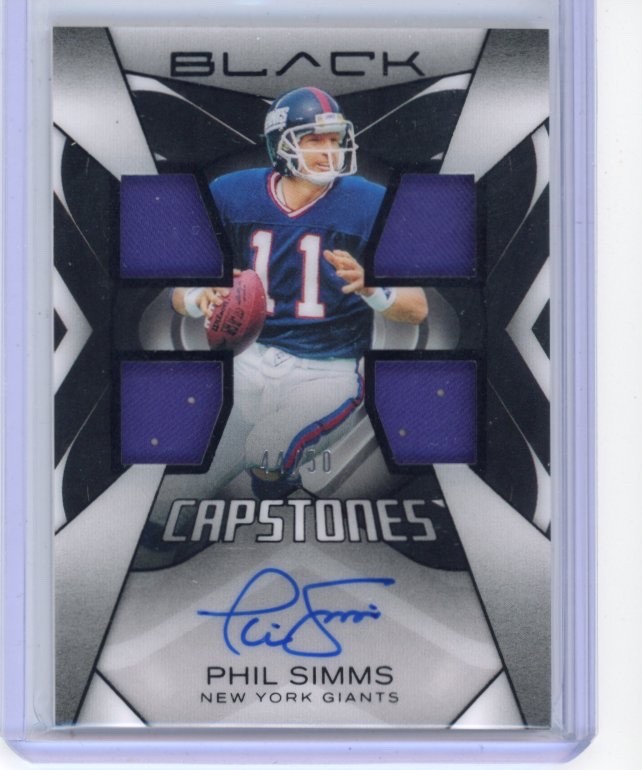 Phil Simms Capstones On-Card Auto /50: 2025 Panini Black Football. NYG QB! 🔥