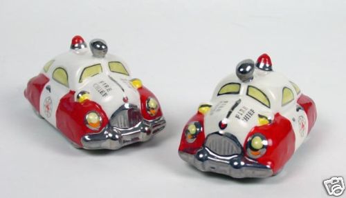 Henry Cavanagh Fire Chief Car Salt and Pepper Shakers - Vintage Classic Hot Rod - Picture 1 of 1