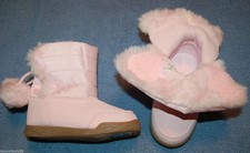 TODDLER GIRLS Pink Pom Pom Insulated Faux Fur BOOTS Size 5 Winter
