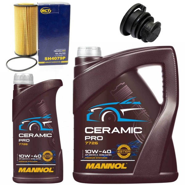 MotoröL Filter Set Mannol 10W-40 6 Liter + Schraube FüR Audi A3 A4 Q3 A1 2.0TFSI-image