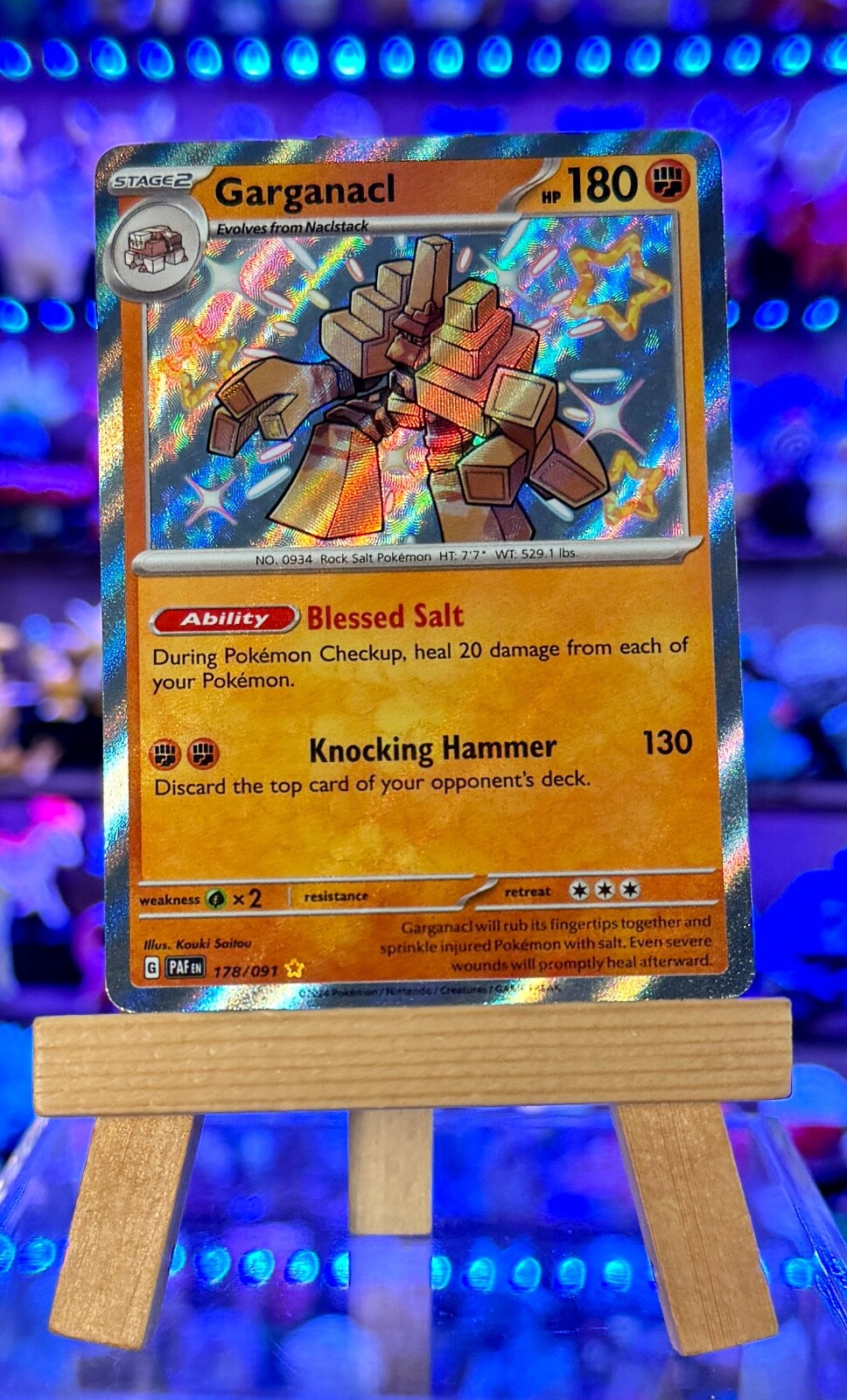 Garganacl 178/091 Shiny Holo Rare Paldean Fates Pokemon Card NM Pack Fresh