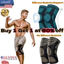 2 Knee Brace Sleeve Compression Support Sport Gym Joint Pain Arthritis Relief