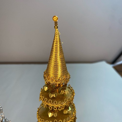 Supporto colorato oro e argento 5 strati decorazione Buddha alluminio chiaro - Foto 7 di 9