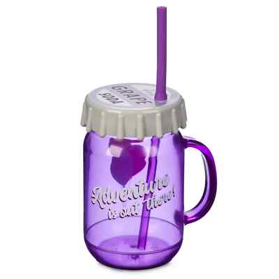 Disney Parks Pixar Up Grape Soda Cup With Straw Bottle cap Adventure Tumbler