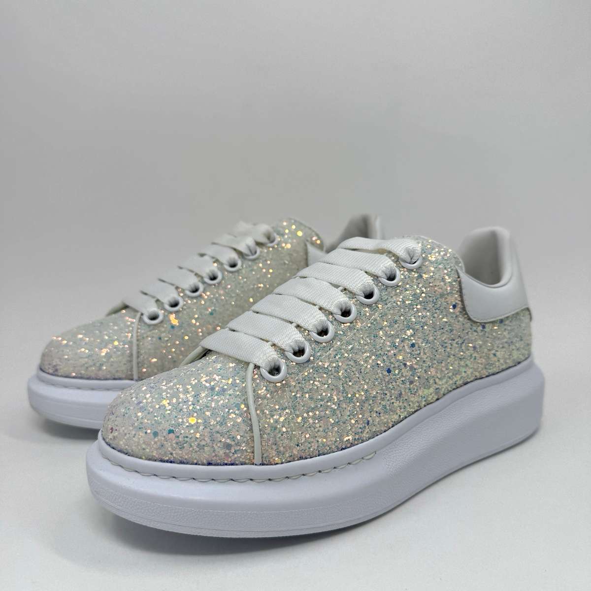 Size 7 - Alexander McQueen Oversized Sneaker Silver Glitter
