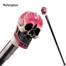 Pink White Resin Skull Head Walking Cane Decorative Steel Walking Stick 94cm