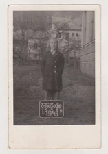 Sweet Young Teen Girl Smiling and Posing Amidst the Chaos of WWII Snapshot Photo