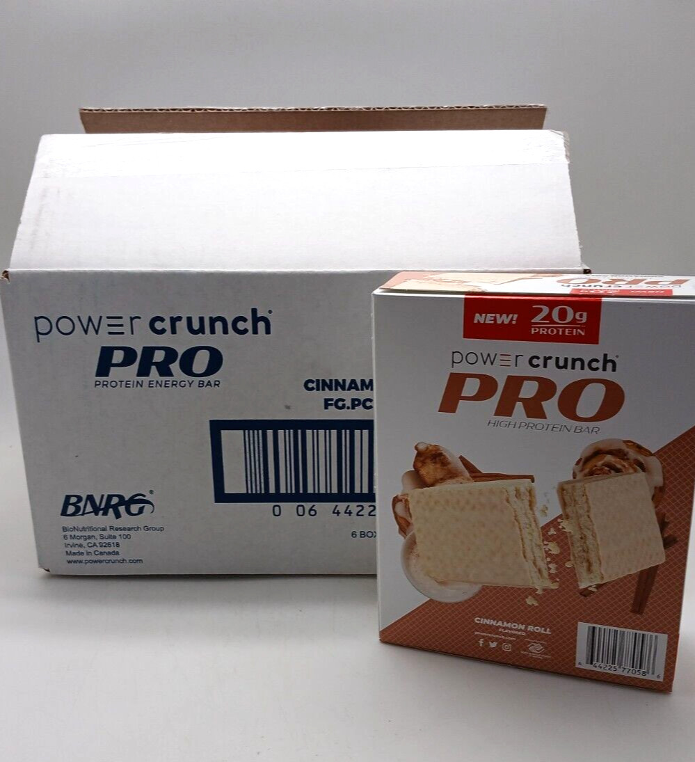 Power Crunch Protein Wafer Bars - Cinnamon Roll Flavor, 6 Pack (24 Bars Total)