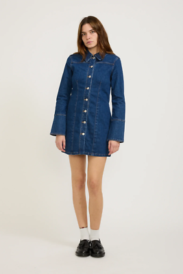 neuw denim dress NEUW Muse Denim Shirt Dress AU 12 US 8 RRP $259 Blue Long Sleeve Mini BNWOT