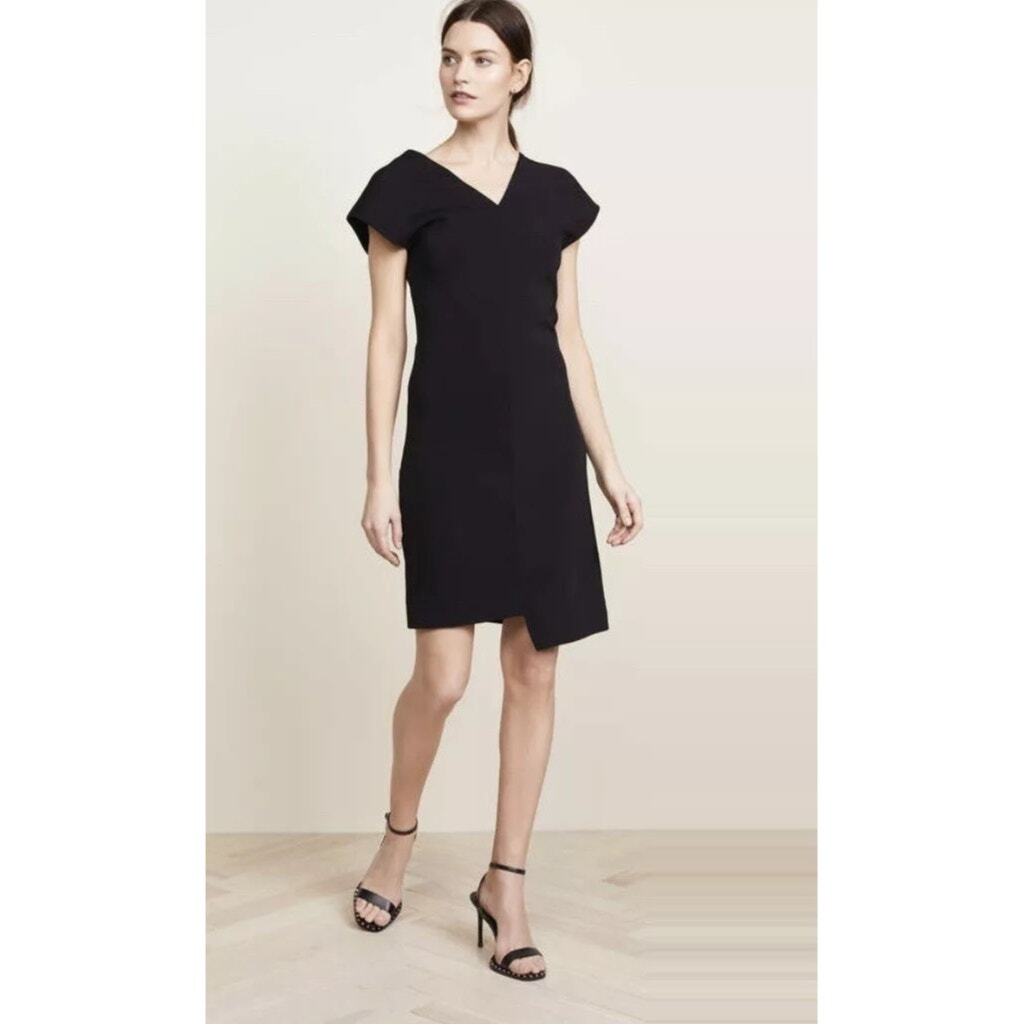 helmut lang asymmetrical dress Shifted Viscose Black Size 4 and easy to slip T-Plain Anne Klein Women's Twist-Front Select color:Mauve
