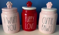 RAE DUNN DOG TREAT CANISTER JAR- I WUFF YOU, PUPPY LOVE, OR CUTIE PAWS-NEW-PICK