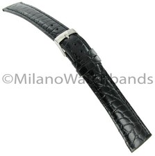 18mm Morellato Italy Crocodile Grain Black Padded Stitched Mens Watch Band 751