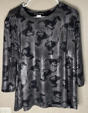 Vintage Cactus Flower Women’s Sequined Black Horse Made In USA 🇺🇸 #1218