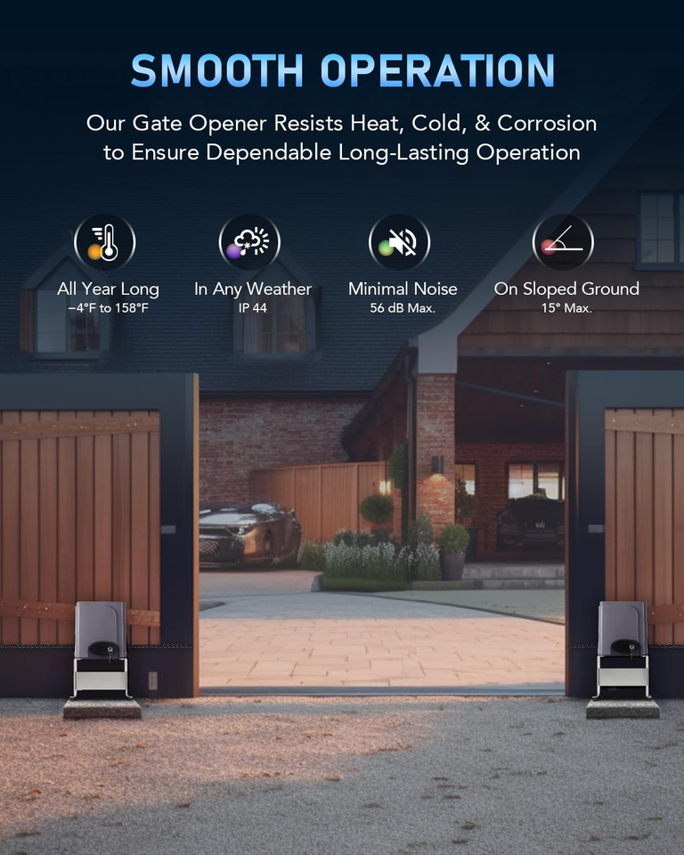 Automatic Gate Opener with Safety Sensor & 3 Remotes, 280W Sliding Door