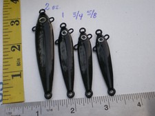 28 PCS. ANCHOVY FISH JIG/SPOON STYLE 5/8, 3/4, 1, 2 OZ. 7ea BLACK W/4 EYELETS