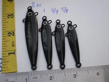 12 PCS. ANCHOVY FISH JIG/SPOON STYLE 5/8, 3/4, 1, 2 OZ. 3ea BLACK W/4 EYELETS