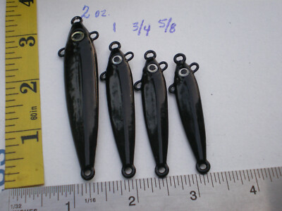 8 PCS. ANCHOVY FISH JIG/SPOON STYLE 5/8, 3/4, 1, 2 OZ. 2ea BLACK W/4 EYELETS