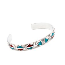 Indianerschmuck Armreif Türkis Koralle Chipinlay Westernschmuck Navajo Style USA