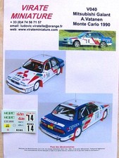 V040 MITSUBISHI GALANT VR4 RALLYE MONTE CARLO 1990 N°14 ARI VATANEN DECAL VIRATE