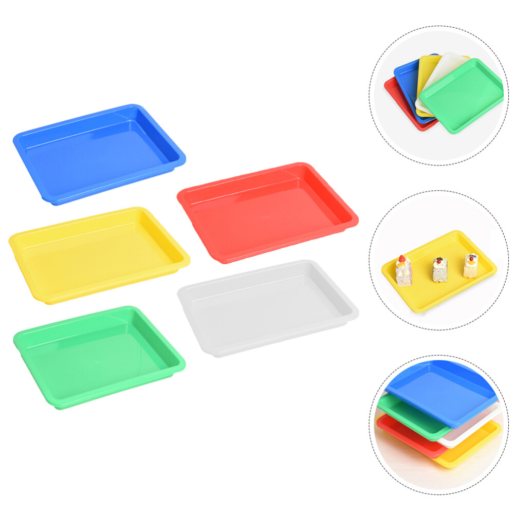5pcs Plastic Art Trays Multi-color DIY Projects Tools Organizer Tray Food Trays