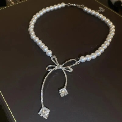 Luxury Rhinestone Crystal Chokers Necklaces ForWomen Pearl
