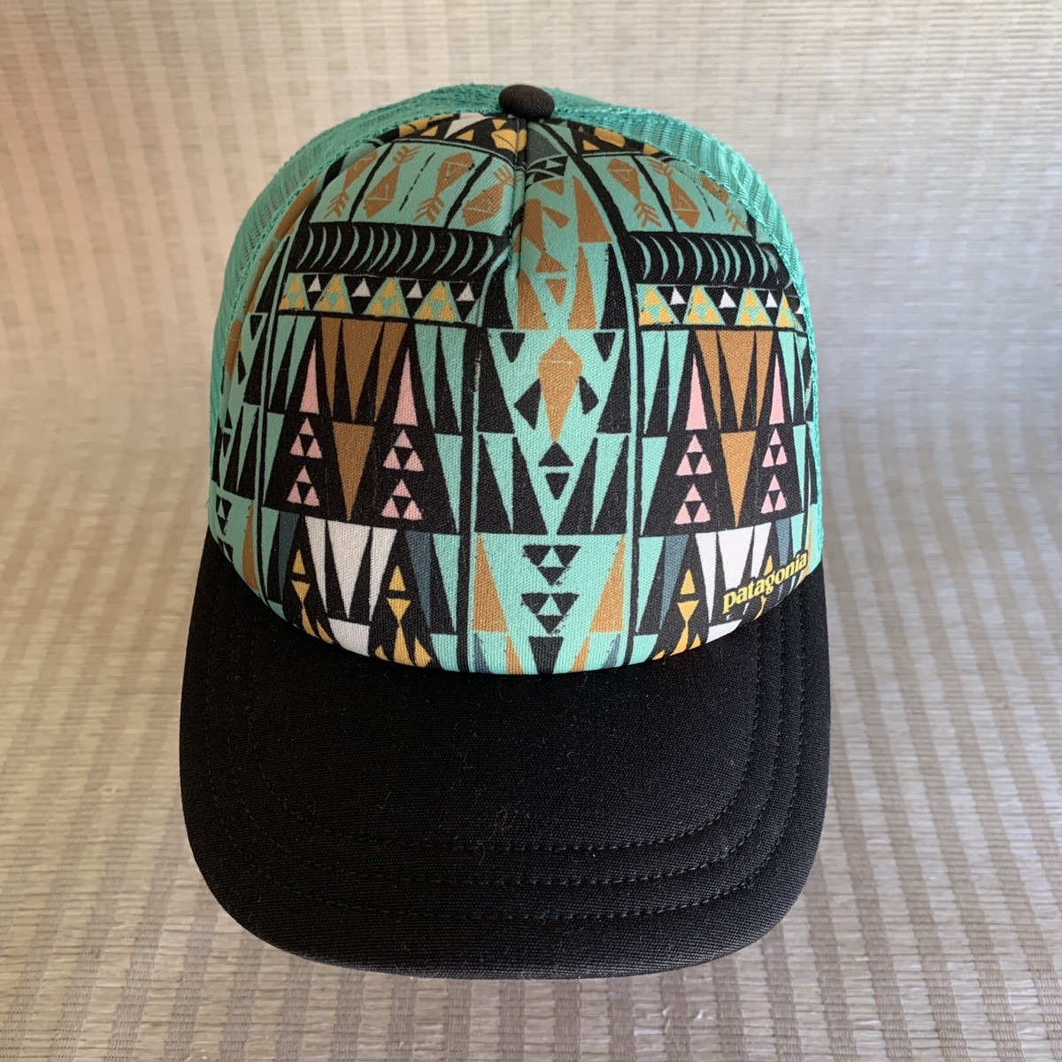 Patagonia Aztec Print Trucker Hat Mens OSFM Teal Mesh Southwest