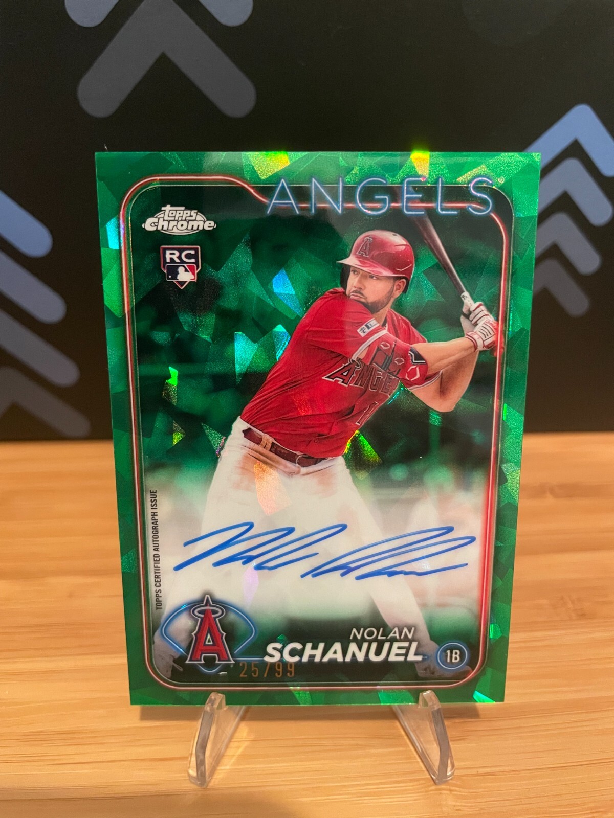 2024 Topps Chrome Update SAPPHIRE Nolan Schanuel GREEN RC Auto /99 LA Angels