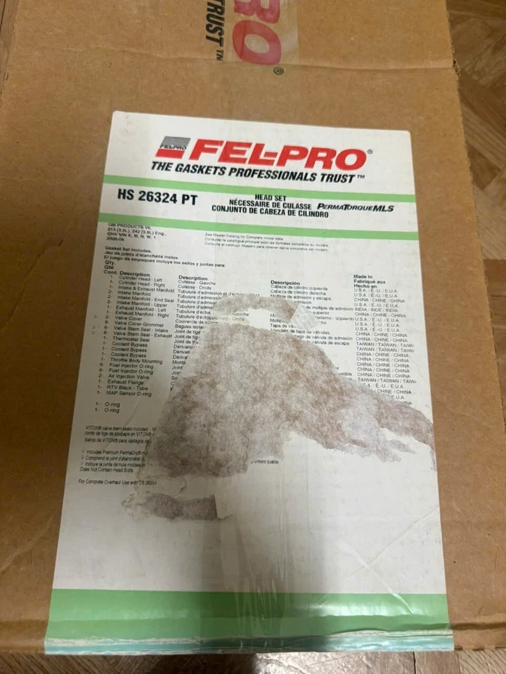 HS 26324 PT Felpro 气缸盖垫圈套装适用于雪佛兰别克 Lucerne Impala Vue — 第 2/2 张图片