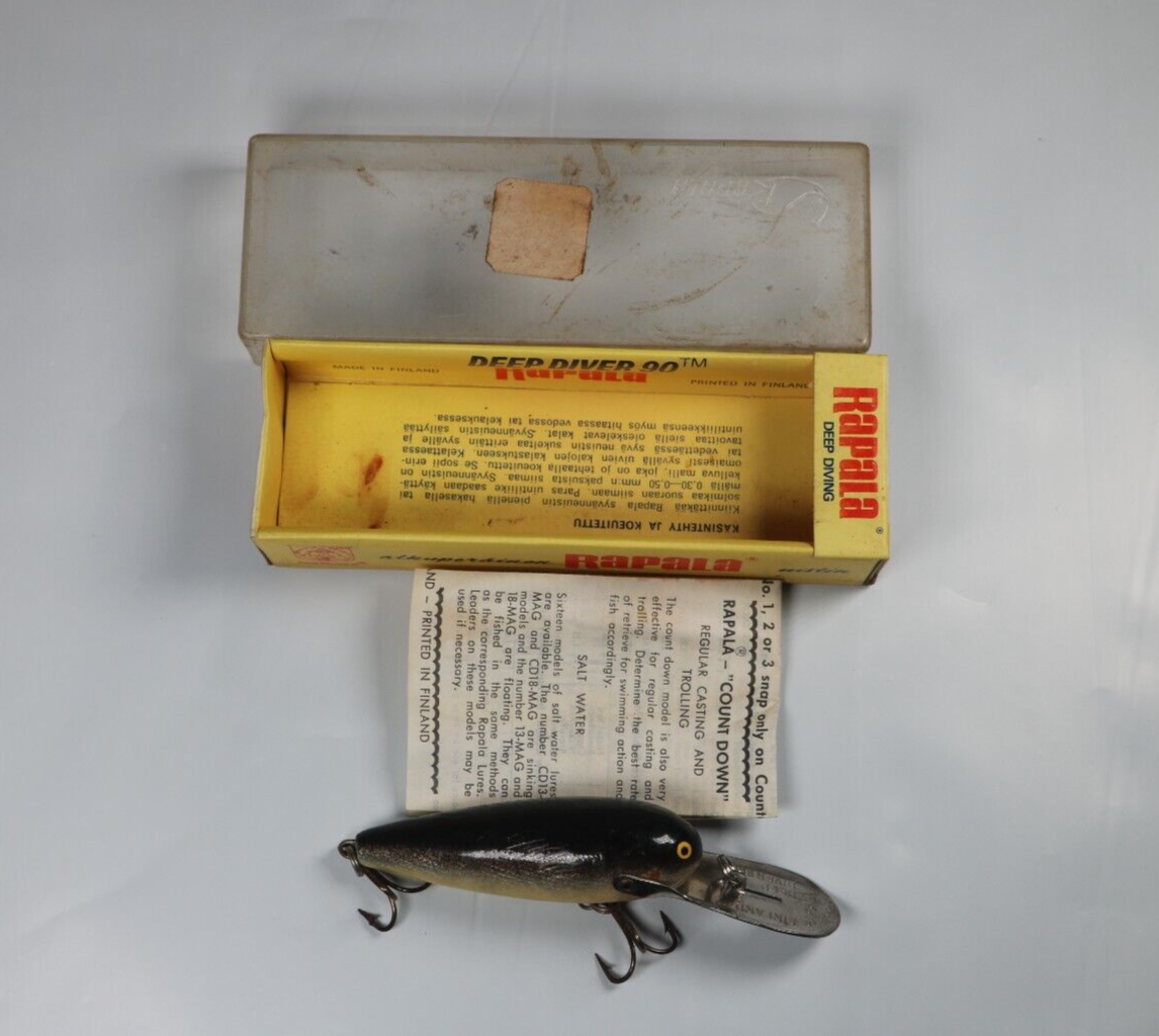 Leurre Rapala Finlande Vintage – Plongeur Profond 90 – Avec Boîte Et Instructions