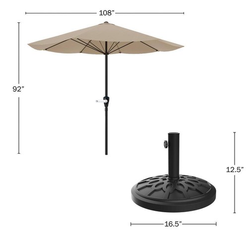 9 ft. Steel Market Patio Umbrella in Sand - Picture 4 of 7