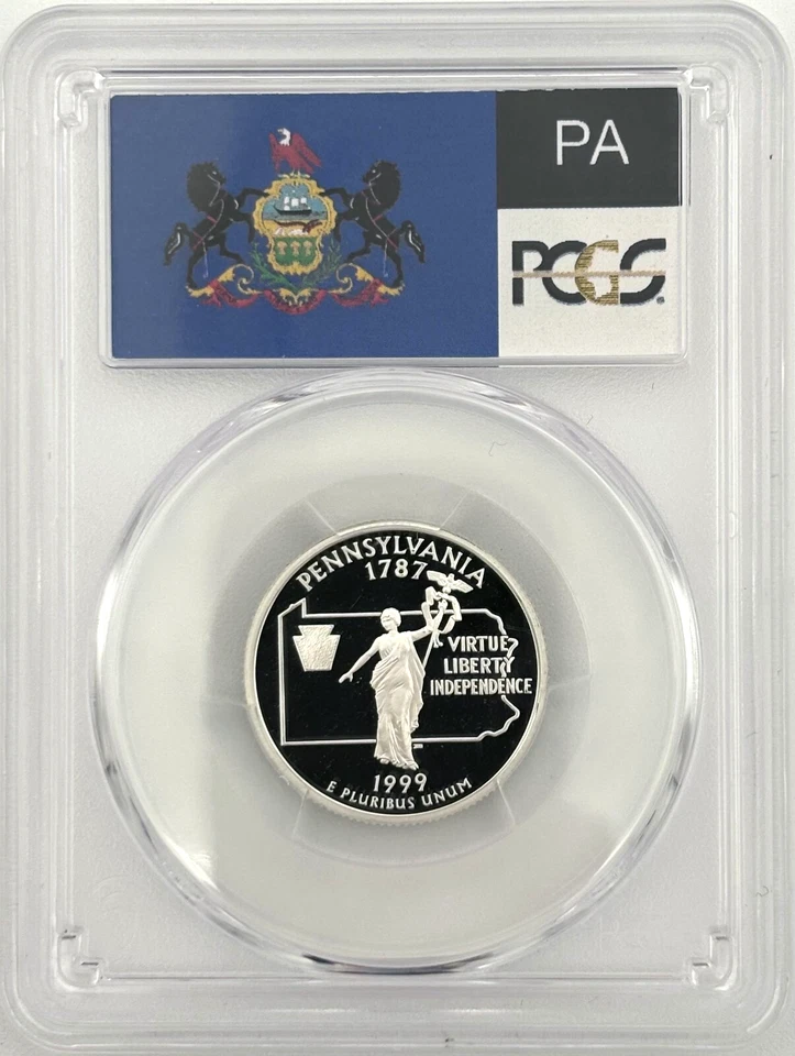 1999 S State Proof SILVER PCGS 70 Five Coin Quarter Set - Image 4 of 4