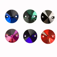 Colorful  Rivoli round shape crystal glass sew-on rhinestone for DIY decoration
