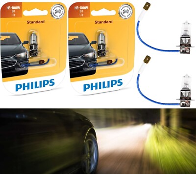 Philips Standard H3 100W HW Two Bulbs Fog Light Replace High Wattage Stock Lamp