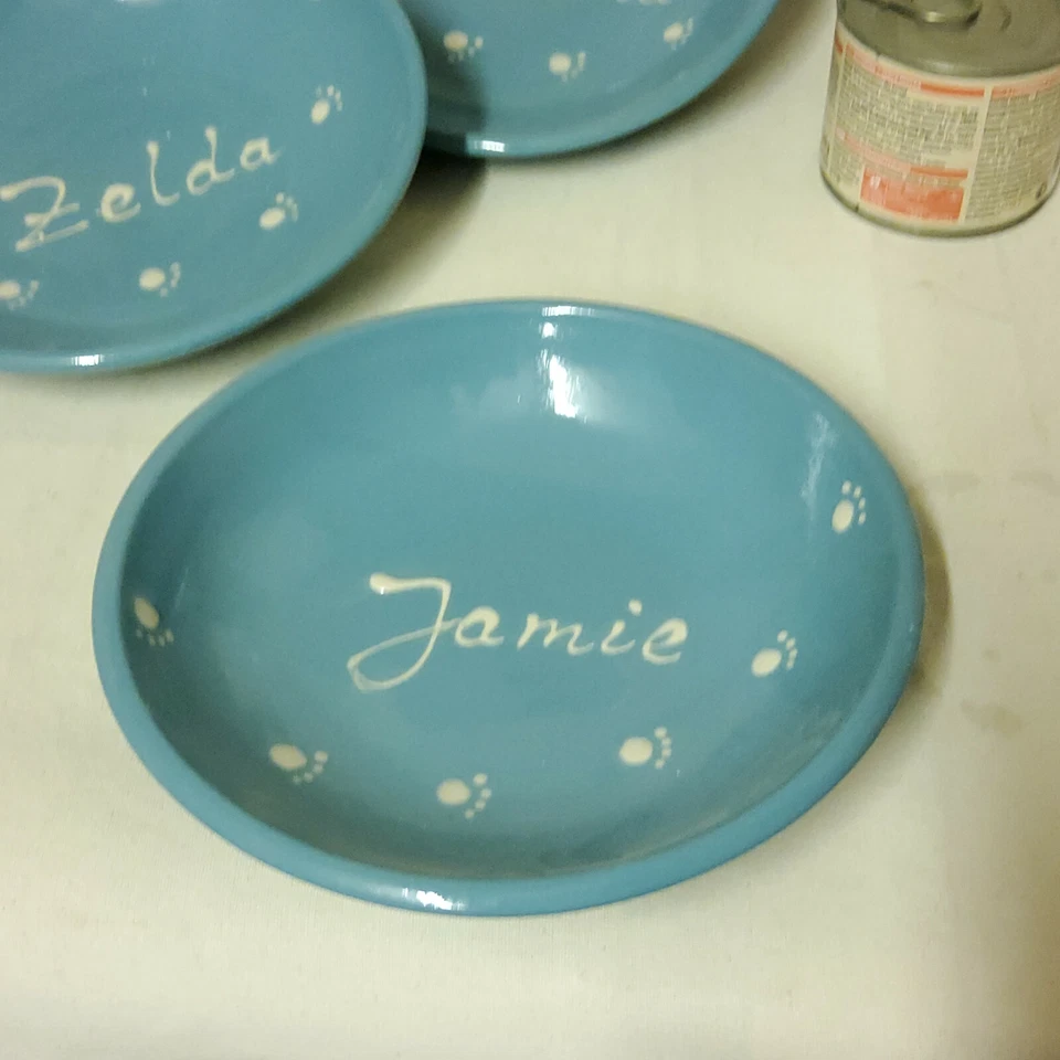 keramik-im-hof  18cm Futterteller mit Wunschname Napf Schüssel, Katze Hund - Bild 2 von 4