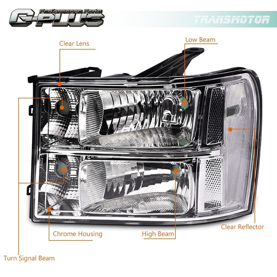 Automotive Headlight Assemblies Fit For GMC Sierra 1500 2500HD 3500HD 2007-2013 Headlights Clear Lens Headlamps Headlight Housing Assembly - Foto 9